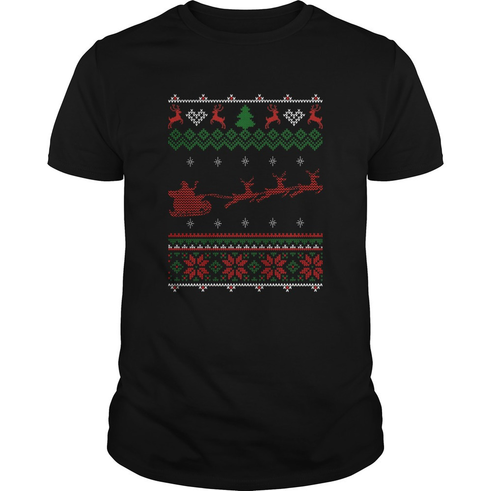 Santa Claus And Deers Ugly Christmas Shirt